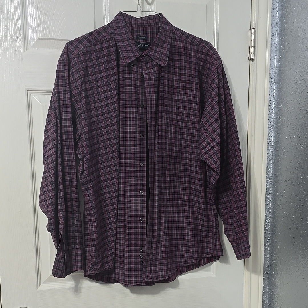 Joseph And Feiss Mens Purple Plaid Shirt